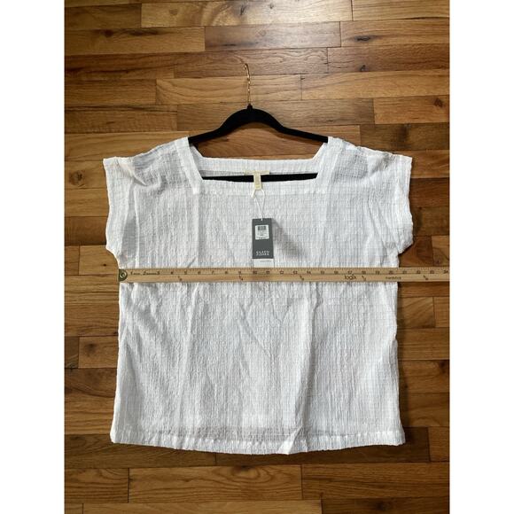 Eileen Fisher Organic Cotton Voile Square Neck Box White Womens Small NWT - Picture 7 of 7